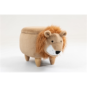 Pemberly Row Kids Lion Animal Storage Ottoman Stool-Furniture for all rooms