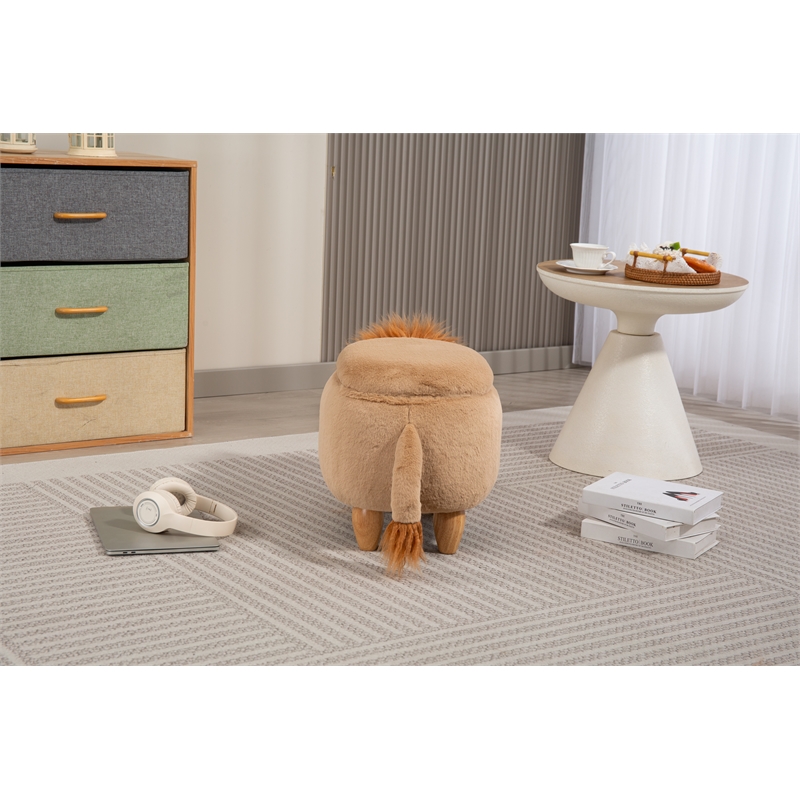 Pemberly Row Kids Lion Animal Storage Ottoman Stool-Furniture for all rooms
