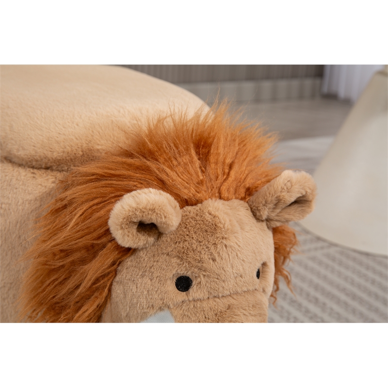 Pemberly Row Kids Lion Animal Storage Ottoman Stool-Furniture for all rooms