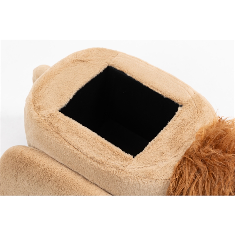 Pemberly Row Kids Lion Animal Storage Ottoman Stool-Furniture for all rooms