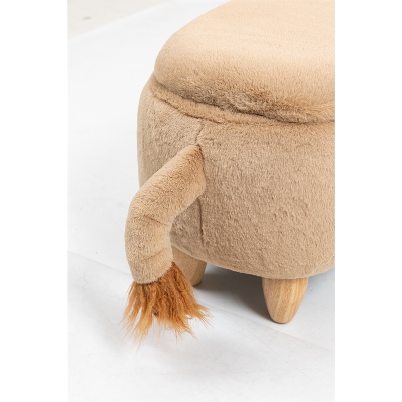 Pemberly Row Kids Lion Animal Storage Ottoman Stool-Furniture for all rooms