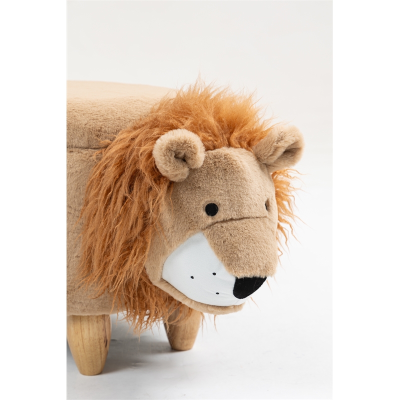 Pemberly Row Kids Lion Animal Storage Ottoman Stool-Furniture for all rooms