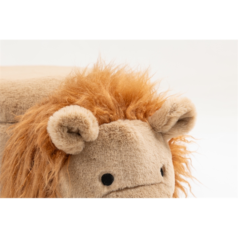 Pemberly Row Kids Lion Animal Storage Ottoman Stool-Furniture for all rooms