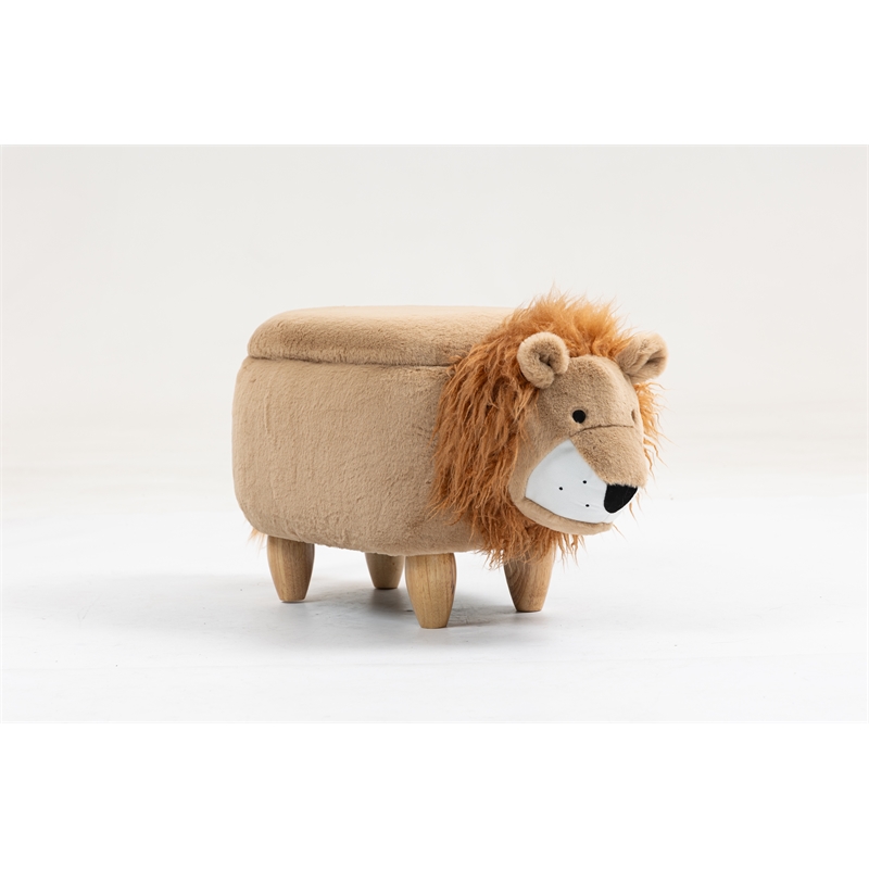 Pemberly Row Kids Lion Animal Storage Ottoman Stool-Furniture for all rooms
