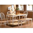Pemberly Row Contemporary Wood Dining Bench in Cream and Natural