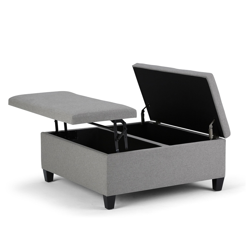 Pemberly Row Contemporary Storage Coffee Table Ottoman in Dove Gray