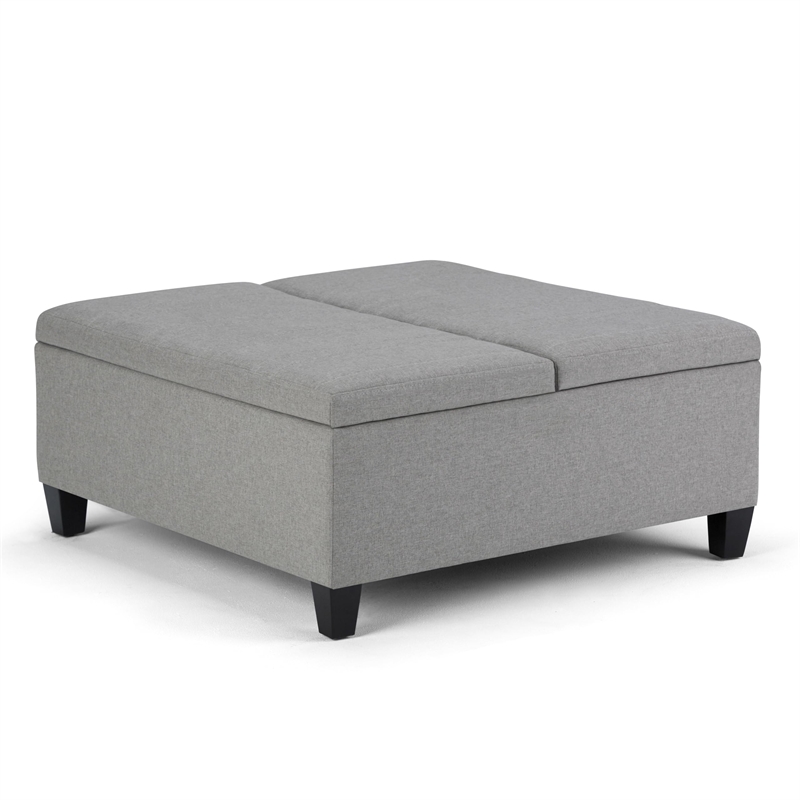 Pemberly Row Contemporary Storage Coffee Table Ottoman in Dove Gray