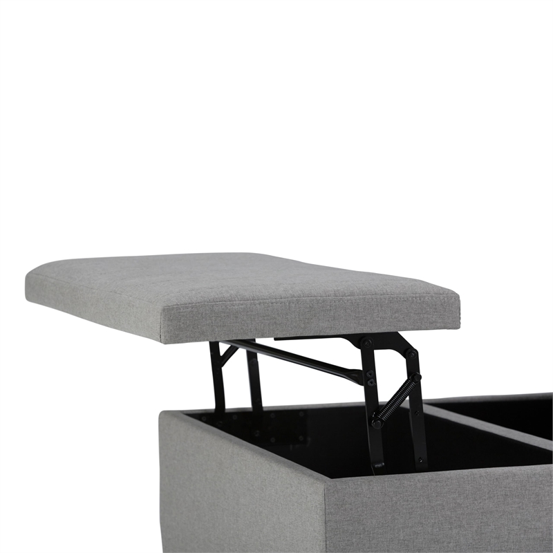 Pemberly Row Contemporary Storage Coffee Table Ottoman in Dove Gray