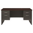 Pemberly Row Double Pedestal Metal Desk Arch Pull Handles Charcoal/Mahogany