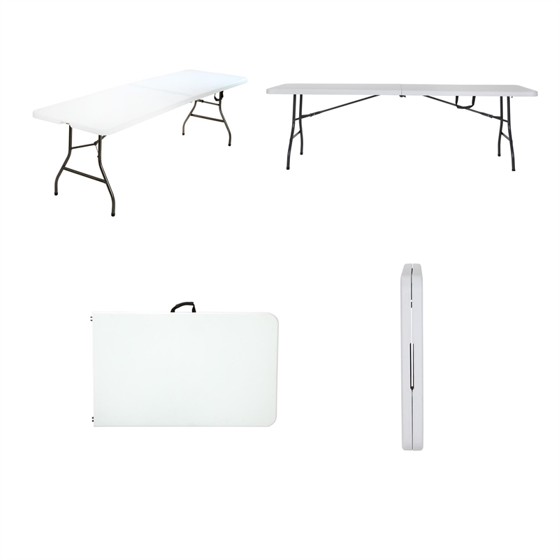 Pemberly Row 8' x 30'' Fold-in-Half Blow Molded Folding Table in White