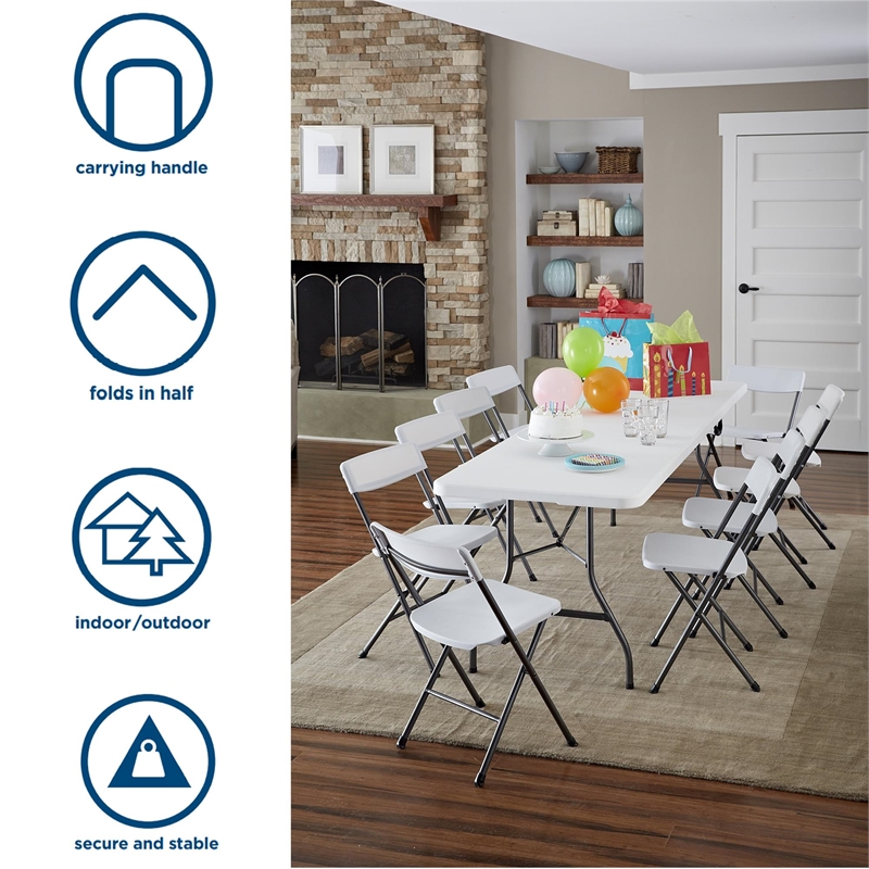 Pemberly Row 8' x 30'' Fold-in-Half Blow Molded Folding Table in White