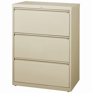 Pemberly Row 36-in Wide Metal 3 Drawer Lateral Filing Cabinet Putty/Beige
