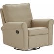 Pemberly Row Mid-Century Microfiber Swivel Recliner Chair in Sand