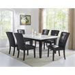 Pemberly Row 7-Piece Rectangle Dining Set White Marble Top and Black Side Chairs