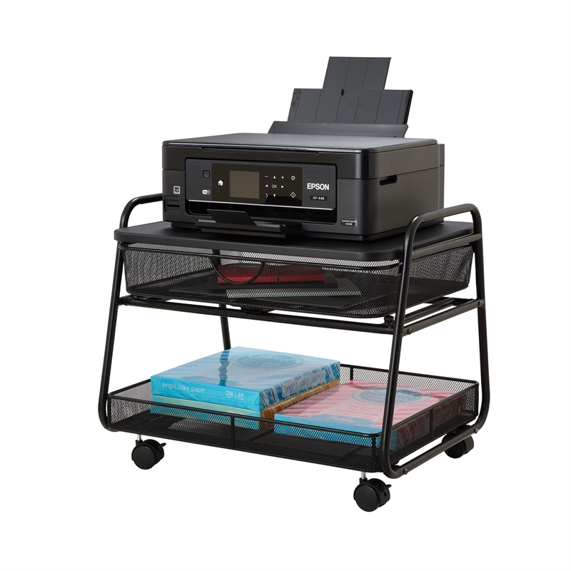 Pemberly Row Contemporary Stainless Steel Under Desk Machine Black Stand
