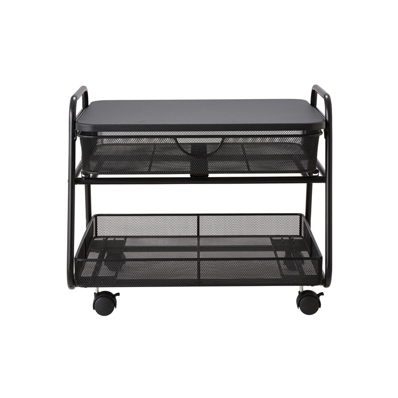 Pemberly Row Contemporary Stainless Steel Under Desk Machine Black Stand