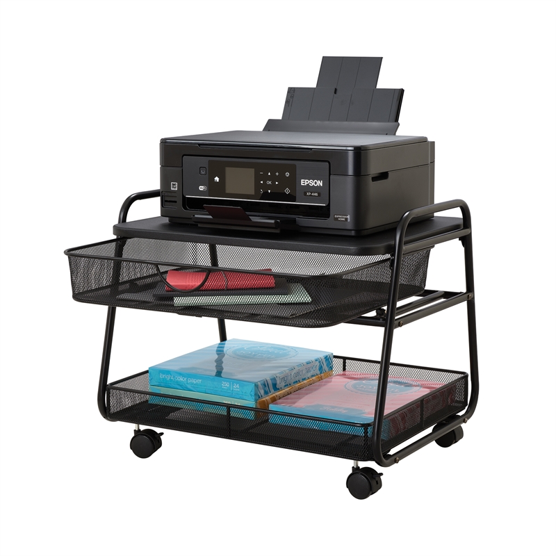 Pemberly Row Contemporary Stainless Steel Under Desk Machine Black Stand