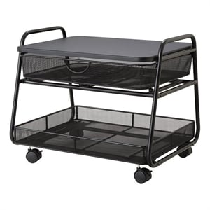 Pemberly Row Contemporary Stainless Steel Under Desk Machine Black Stand