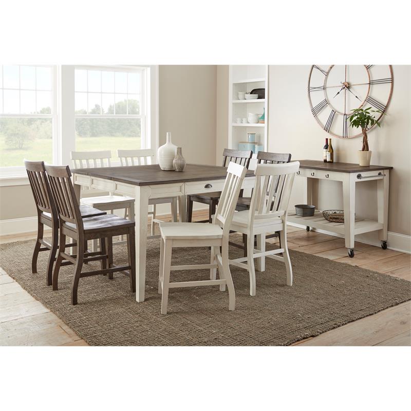 Pemberly Row 7-Piece Counter Height Dining Set with Antique White Chairs