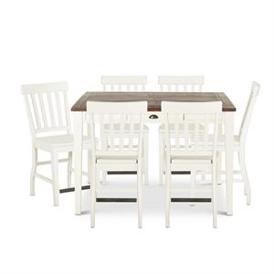 Pemberly Row 7-Piece Counter Height Dining Set with Antique White Chairs
