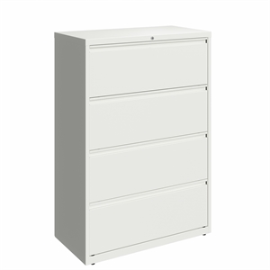 Pemberly Row 36-in Wide 4 Drawer Metal Lateral Filing Cabinet White