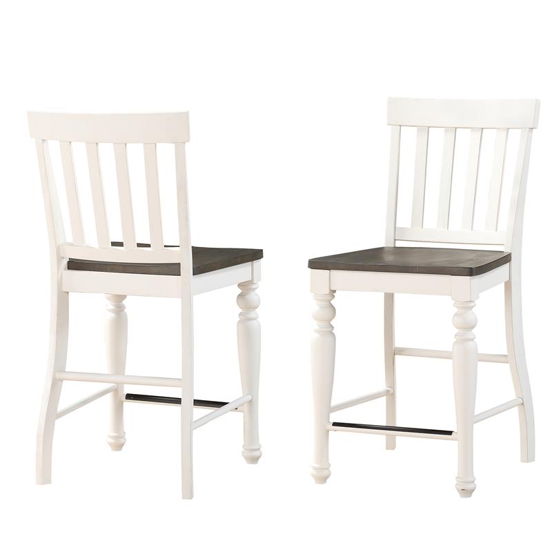 Pemberly Row Two-Tone Ivory and Dark Oak 5-Piece Counter Height Set