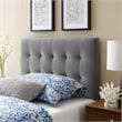 Pemberly Row Biscuit Tufted Twin Performance Velvet Headboard in Gray