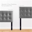 Pemberly Row Biscuit Tufted Twin Performance Velvet Headboard in Gray