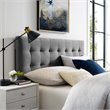 Pemberly Row Queen Biscuit Tufted Performance Velvet Headboard in Gray