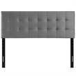 Pemberly Row Queen Biscuit Tufted Performance Velvet Headboard in Gray