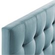 Pemberly Row Queen Biscuit Tufted Performance Velvet Headboard in Light Blue