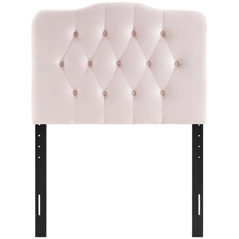 Pemberly Row Twin Diamond Tufted Performance Velvet Headboard in Pink
