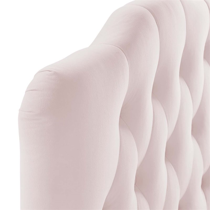 Pemberly Row Twin Diamond Tufted Performance Velvet Headboard in Pink