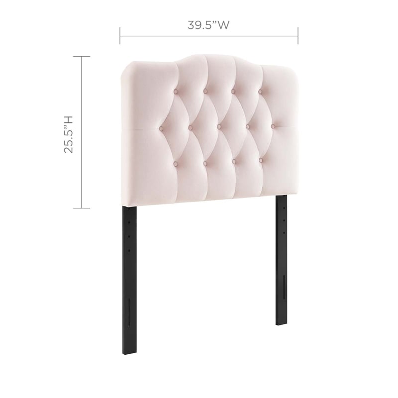 Pemberly Row Twin Diamond Tufted Performance Velvet Headboard in Pink