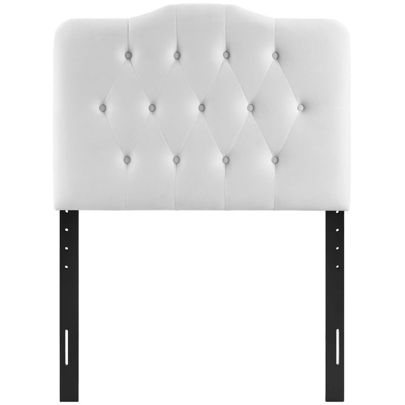 Pemberly Row Twin Diamond Tufted Performance Velvet Headboard in White