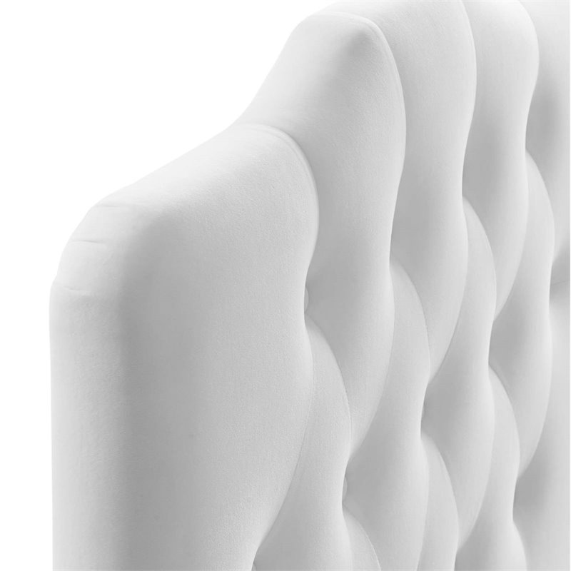 Pemberly Row Twin Diamond Tufted Performance Velvet Headboard in White