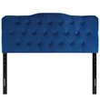 Pemberly Row Queen Diamond Tufted Performance Velvet Headboard in Navy