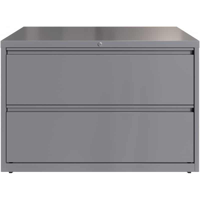 Pemberly Row 42in Wide 2 Drawer Metal Lateral Filing Cabinet Arctic Silver