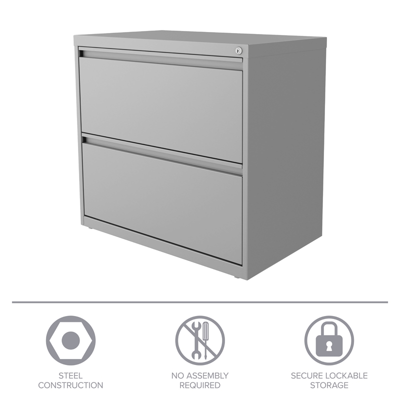 Pemberly Row 30 inch W 2 Drawer Metal Lateral 101 Filing Cabinet Arctic Silver