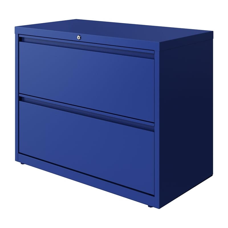 Pemberly Row 36-in Wide 2 Drawer Metal Lateral Filing Cabinet Classic Blue