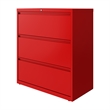 Pemberly Row 36-in Wide 3 Drawer Metal Lateral Filing Cabinet Lava Red