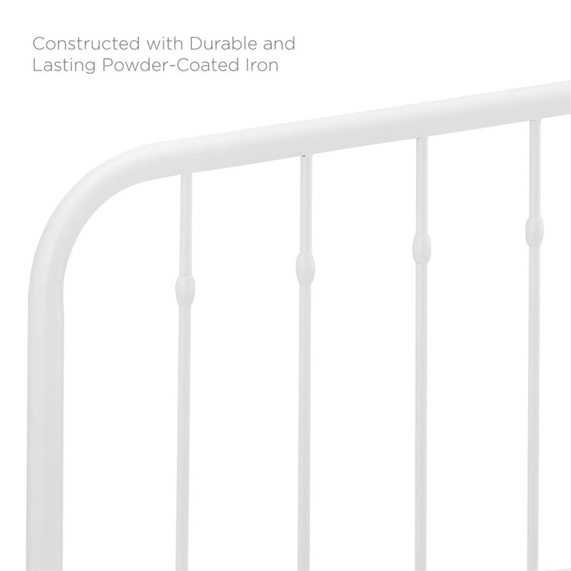 Pemberly Row Contemporary Modern Queen Metal Spindle Headboard in White