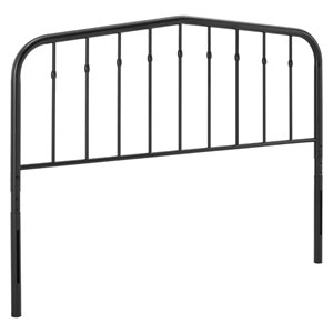 Pemberly Row Contemporary Modern Twin Metal Spindle Headboard in Black