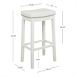 Pemberly Row Backless Bar Stool White Faux Leather Seat Wood Frame in White