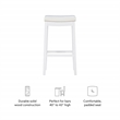 Pemberly Row Backless Bar Stool White Faux Leather Seat Wood Frame in White