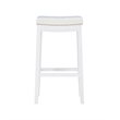Pemberly Row Backless Bar Stool White Faux Leather Seat Wood Frame in White