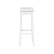 Pemberly Row Backless Bar Stool White Faux Leather Seat Wood Frame in White