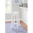 Pemberly Row Backless Bar Stool White Faux Leather Seat Wood Frame in White