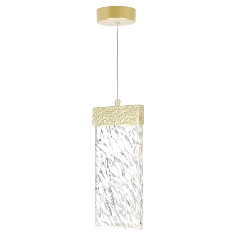 Pemberly Row Modern / Contemporary Metal LED Pendant in Gold Leaf
