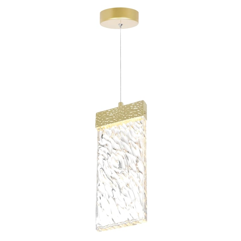 Pemberly Row Modern / Contemporary Metal LED Pendant in Gold Leaf